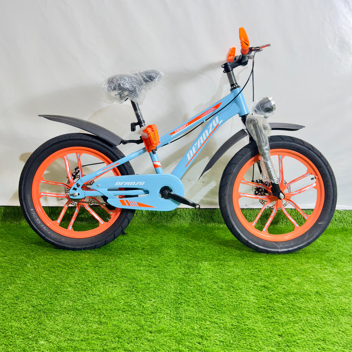 DFANZU 20 Inch Premium Kids Bicycle Turquoise & Orange Hybrid Edition