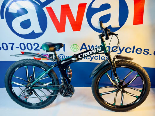 Folding Mountain Bike with Dual Disc Brakes and Hydraulic shocks