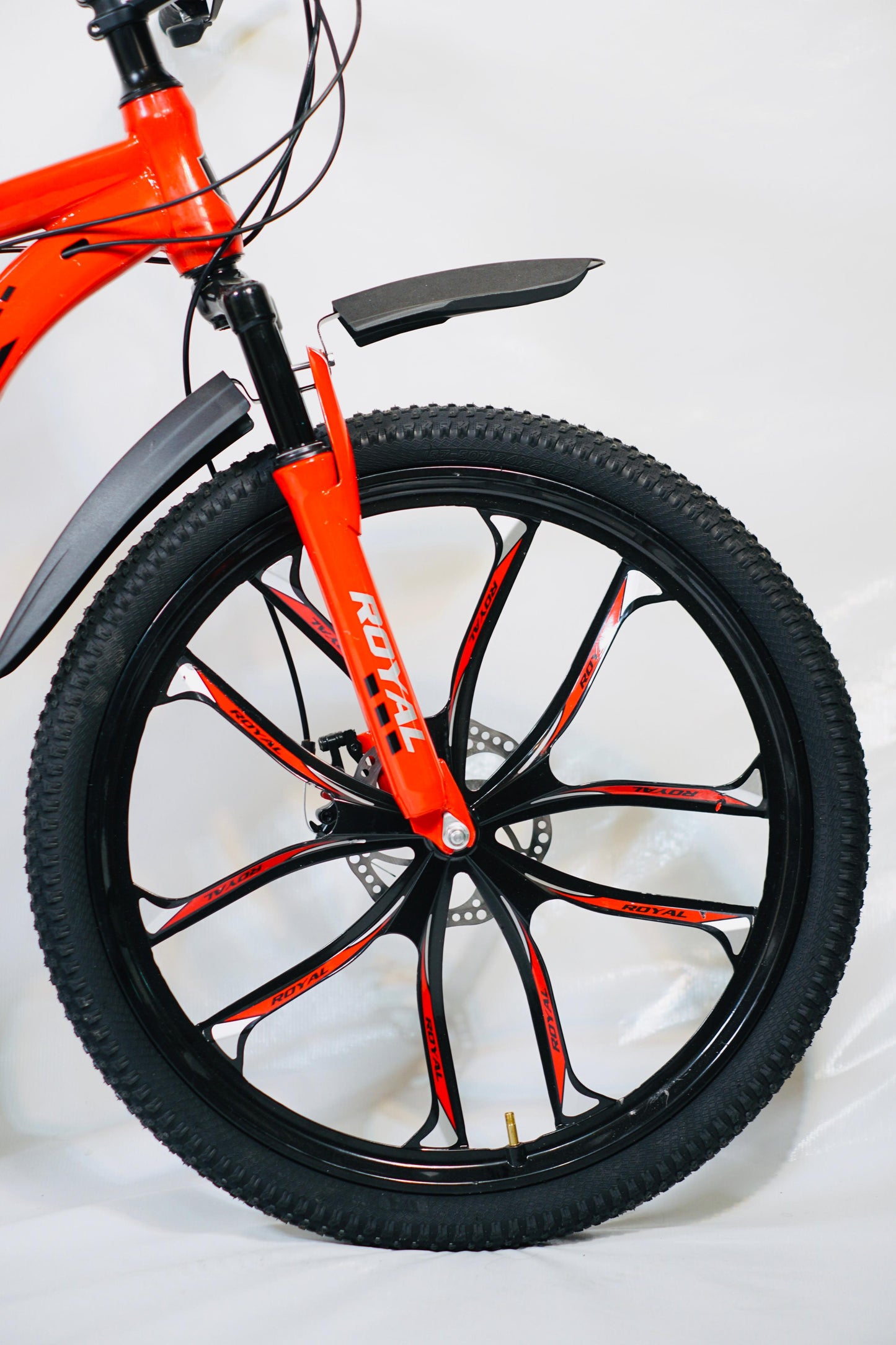 24 Inch Gear Cycle with Dual Disc Brakes & Hydraulic Shocks Red Color
