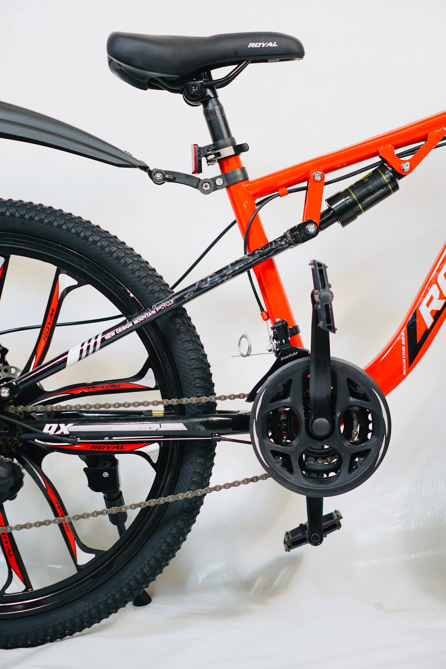 24 Inch Gear Cycle with Dual Disc Brakes & Hydraulic Shocks Red Color