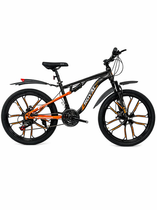 24 Inch Gear Cycle with Dual Disc Brakes & Hydraulic Shocks Black Color