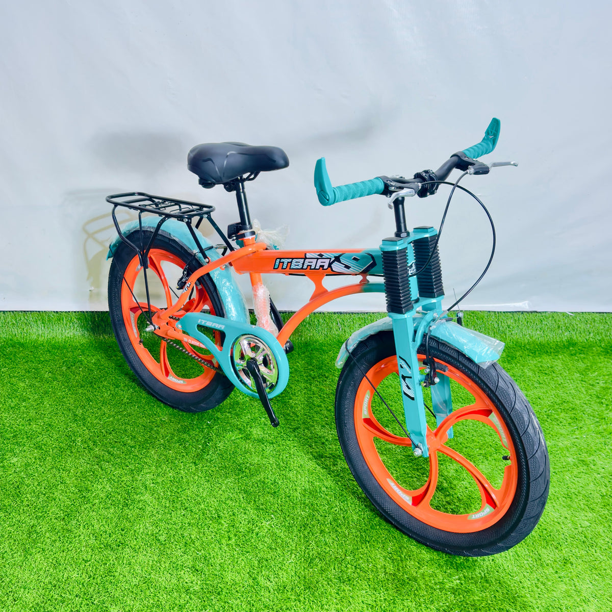 ITBAA 20 Inch Premium Kids Bicycle Orange & Turquoise Hybrid Edition